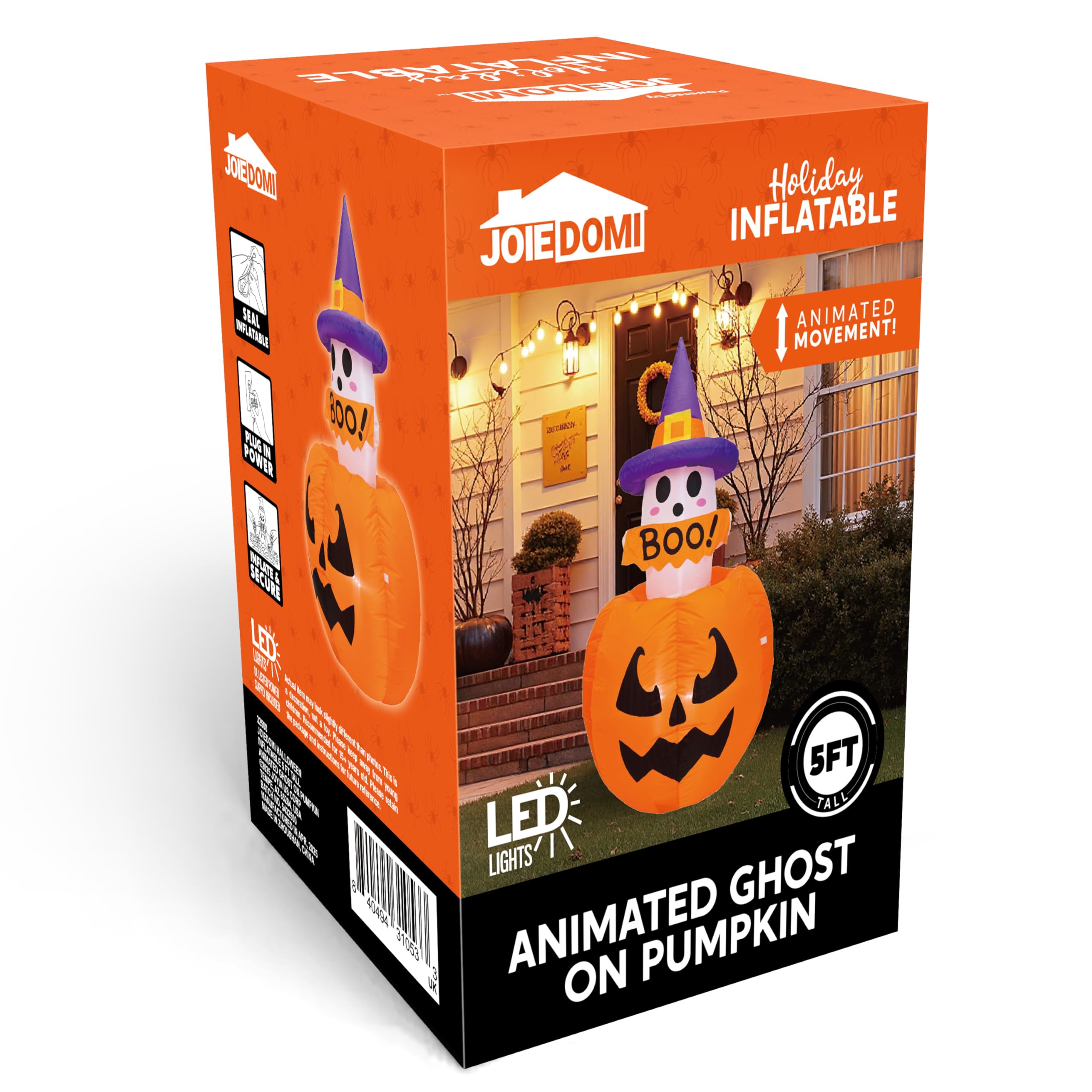 Joiedomi 5 FT Animated Pumpkin Ghost Inflatable - LED Outdoor Decor - Image 8