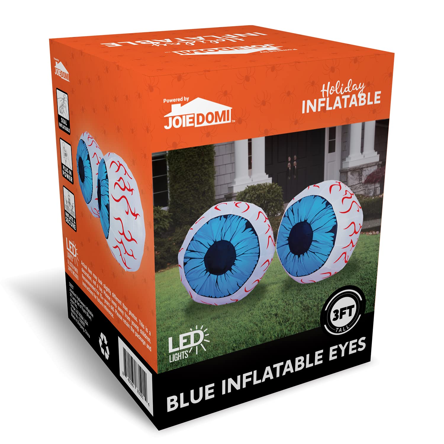 Joiedomi 3 FT Inflatable Light Up Eyeball with LEDs - Blue Halloween Decor - Image 8