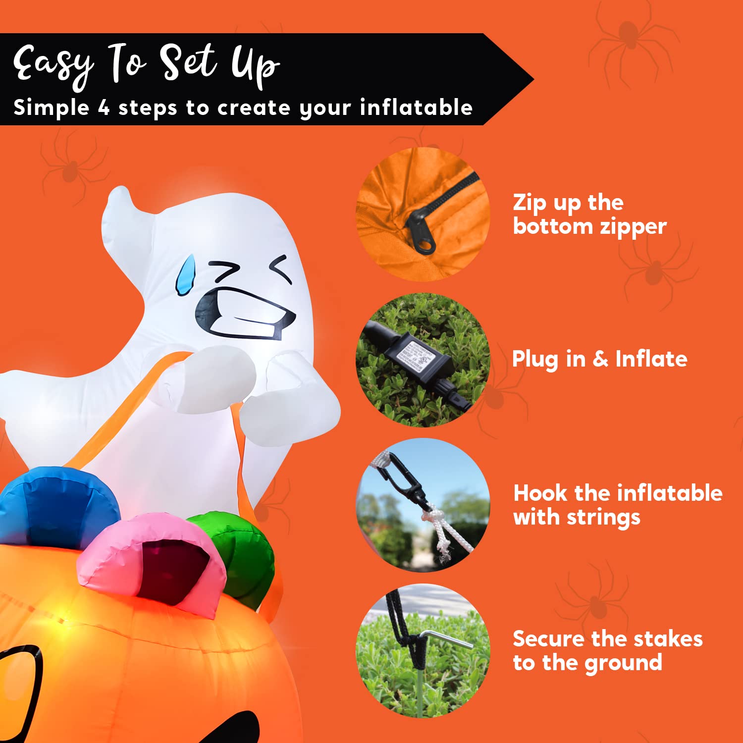 Halloween Inflatable Ghost 5ft with LED Lights – Outdoor Yard Decor - Image 6