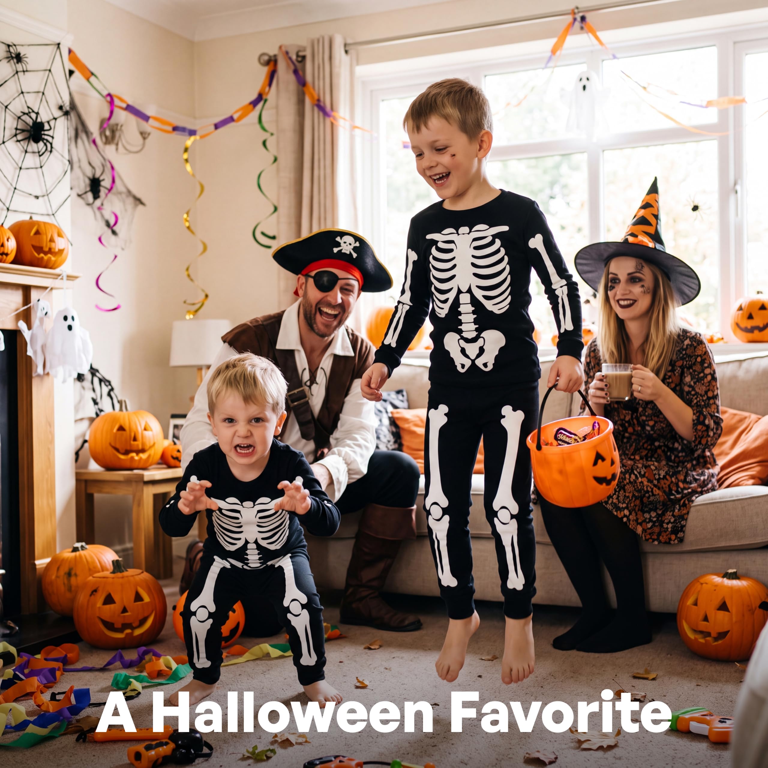 Giggling Getup Kids Skeleton Pajamas - Glow in the Dark 100% Cotton for 3T-8Y - Image 17