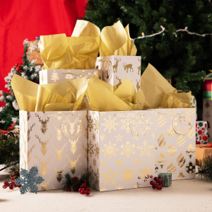 24Pcs Christmas Foil Gold Gift Bags