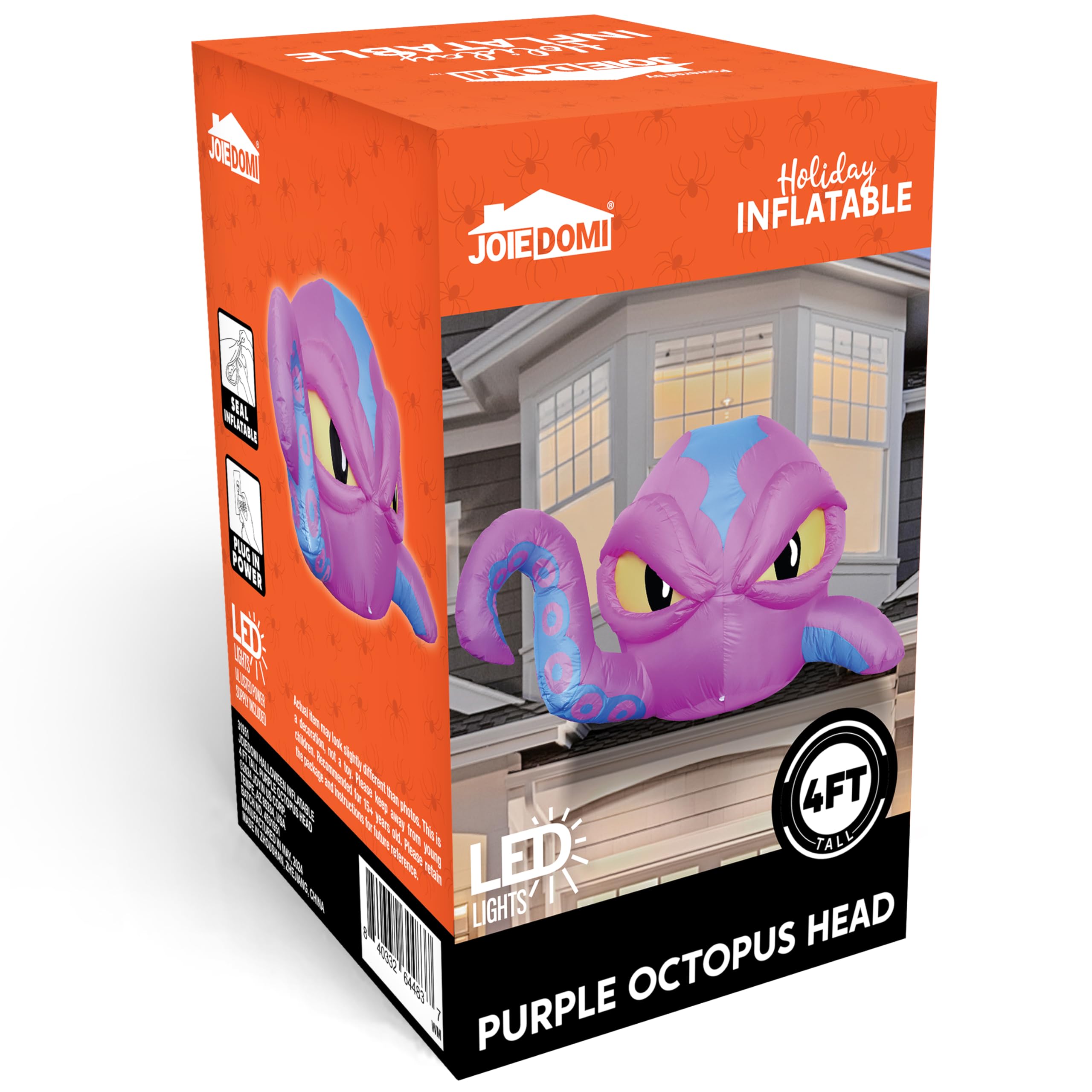 Joiedomi 4 FT Inflatable Purple Octopus Window Decor - LED Halloween Prop - Image 9