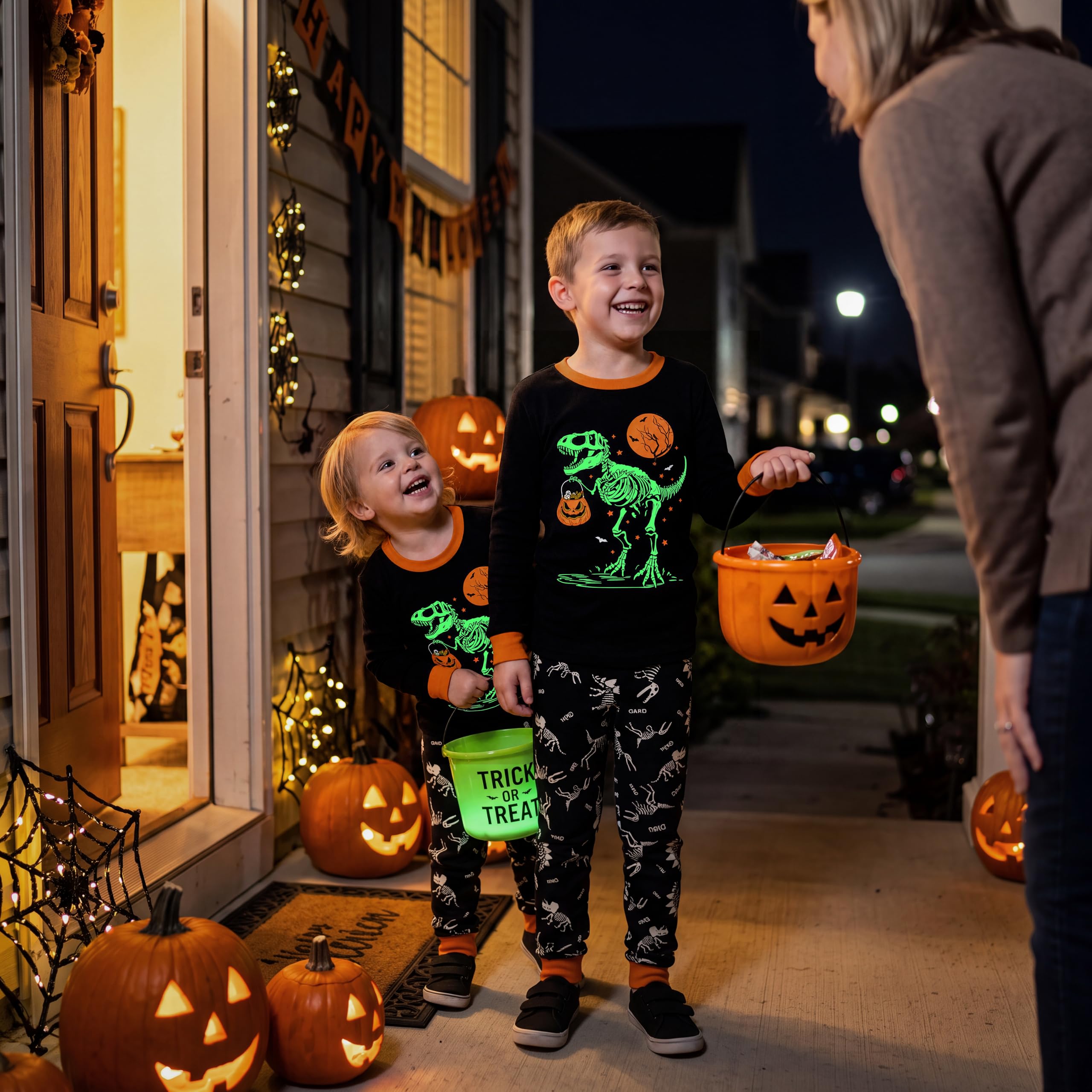 Giggling Getup Kids Skeleton Pajamas - Glow in the Dark 100% Cotton for 3T-8Y - Image 23