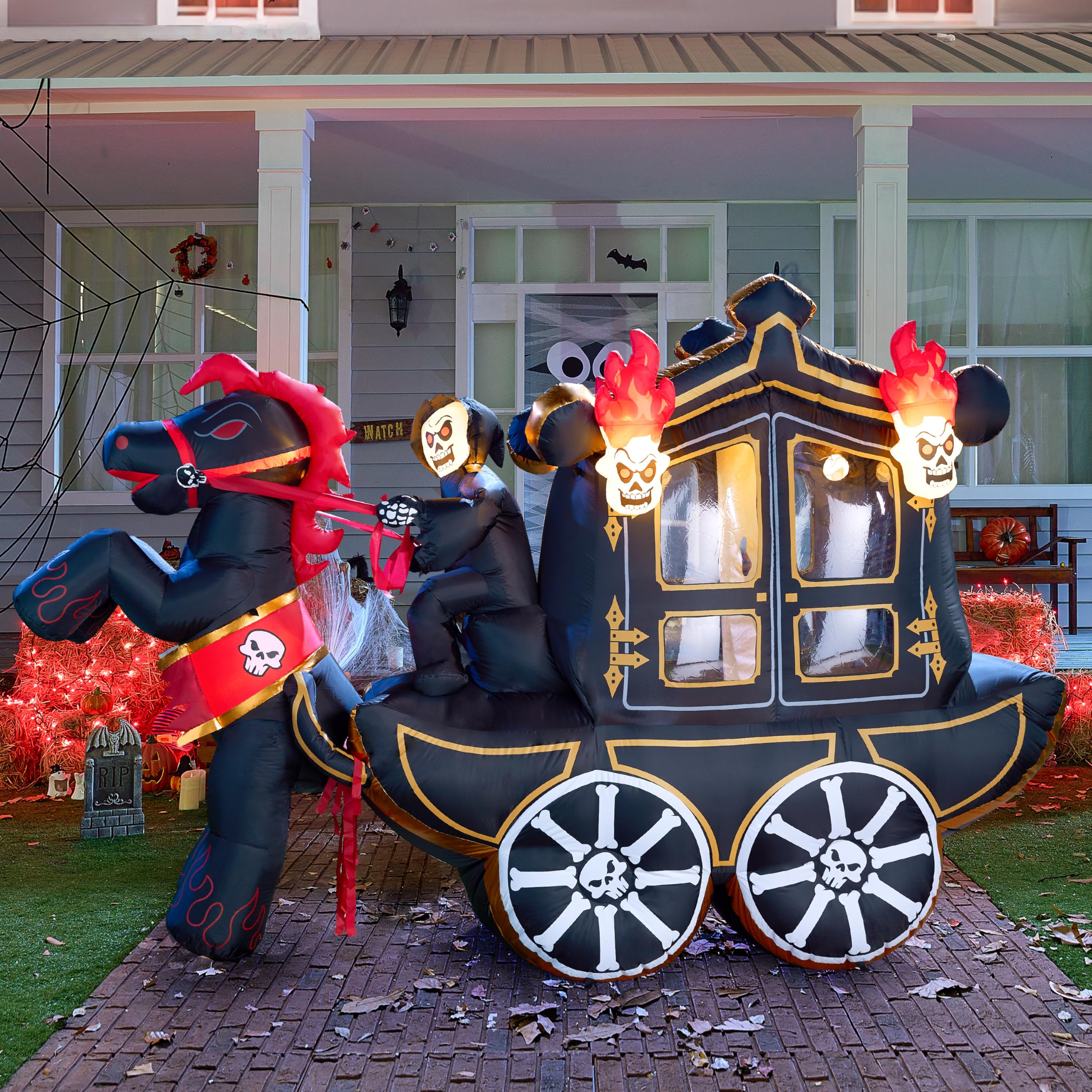 Joiedomi 10 FT Hellfire Carriage Inflatable with LEDs - Halloween Yard Decor - Image 9