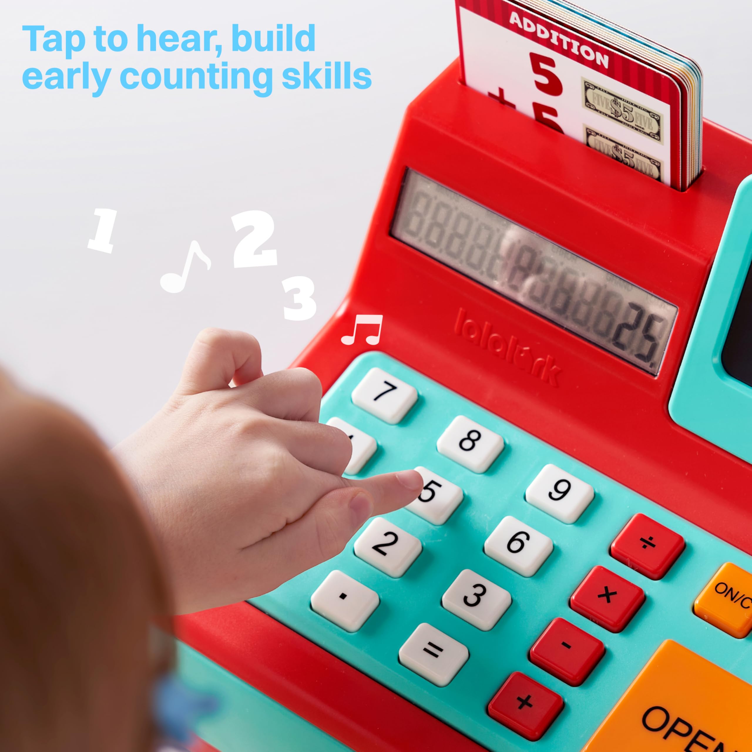 lalalark Kids Cash Register Toy with Play Money, Voice Calculator & Write Erase Pad - Educational Pretend Play Toy for Toddlers 3+ - Image 6